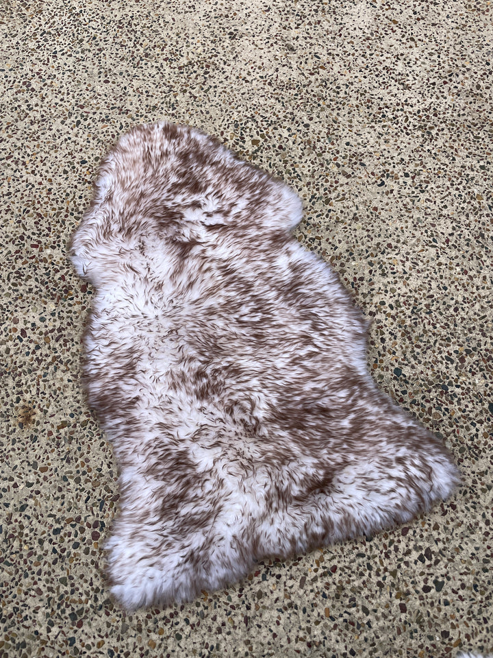 Sheepskin Rug - White with Brown Tip