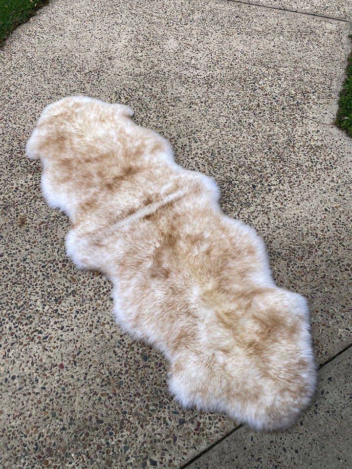 Sheepskin Rug - White with Brown Tip