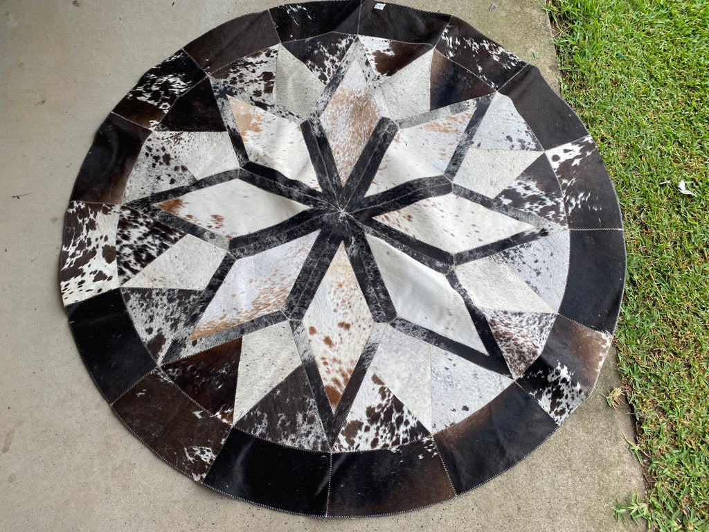 Cowhide - Round Patchwork Small