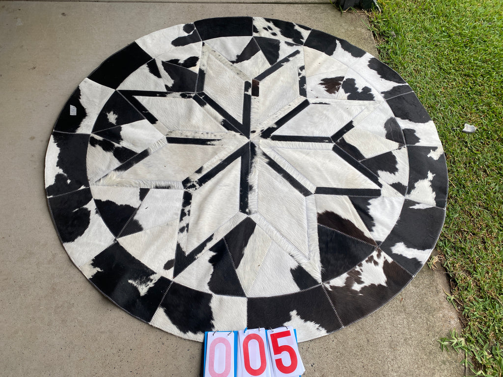 Cowhide - Round Patchwork Small