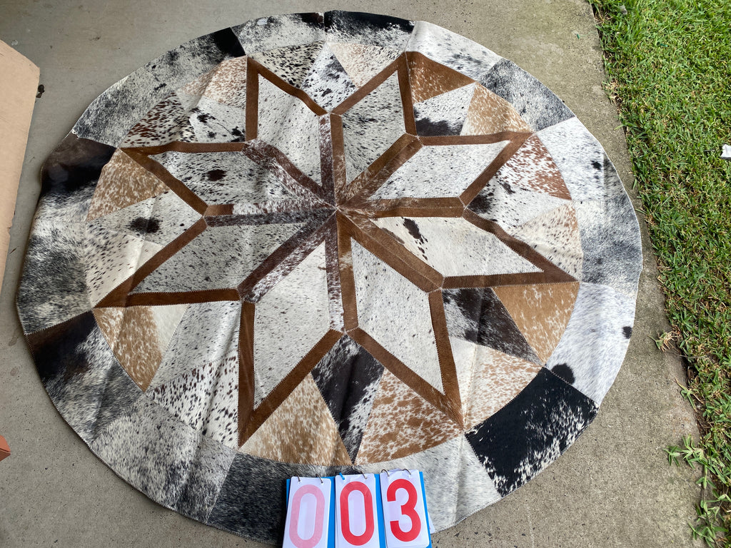 Cowhide - Round Patchwork Small