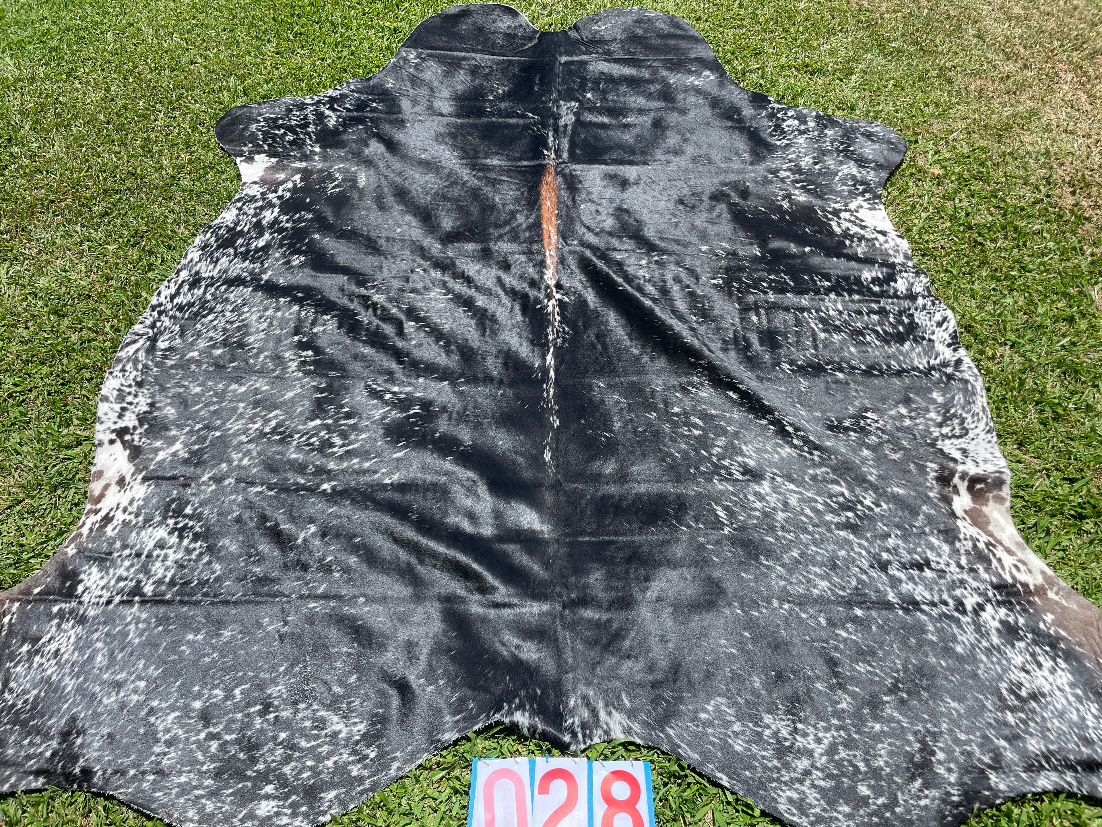 Cowhide 28 Speckled Black & White with red spine