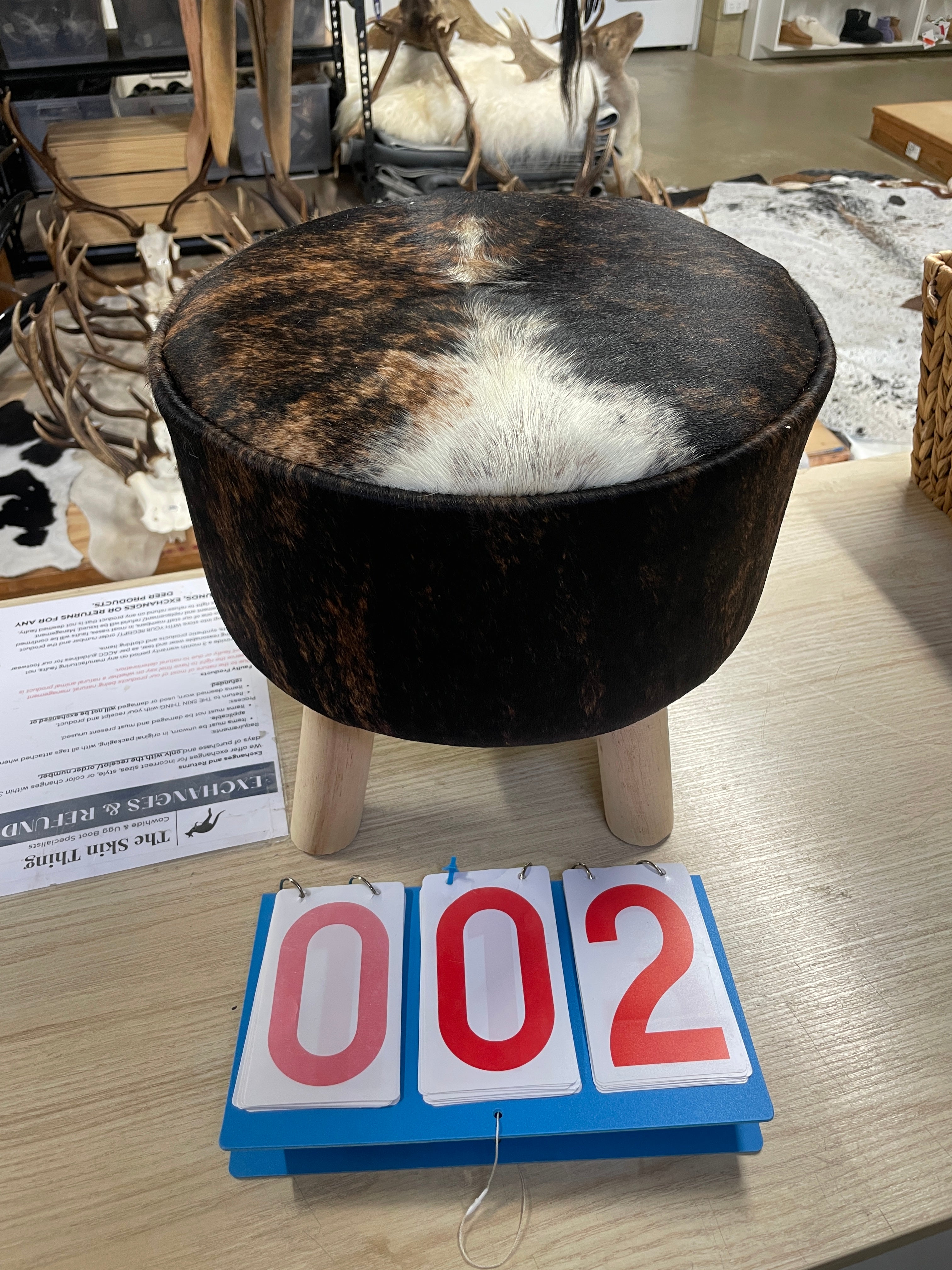 Cowhide Footstool 02